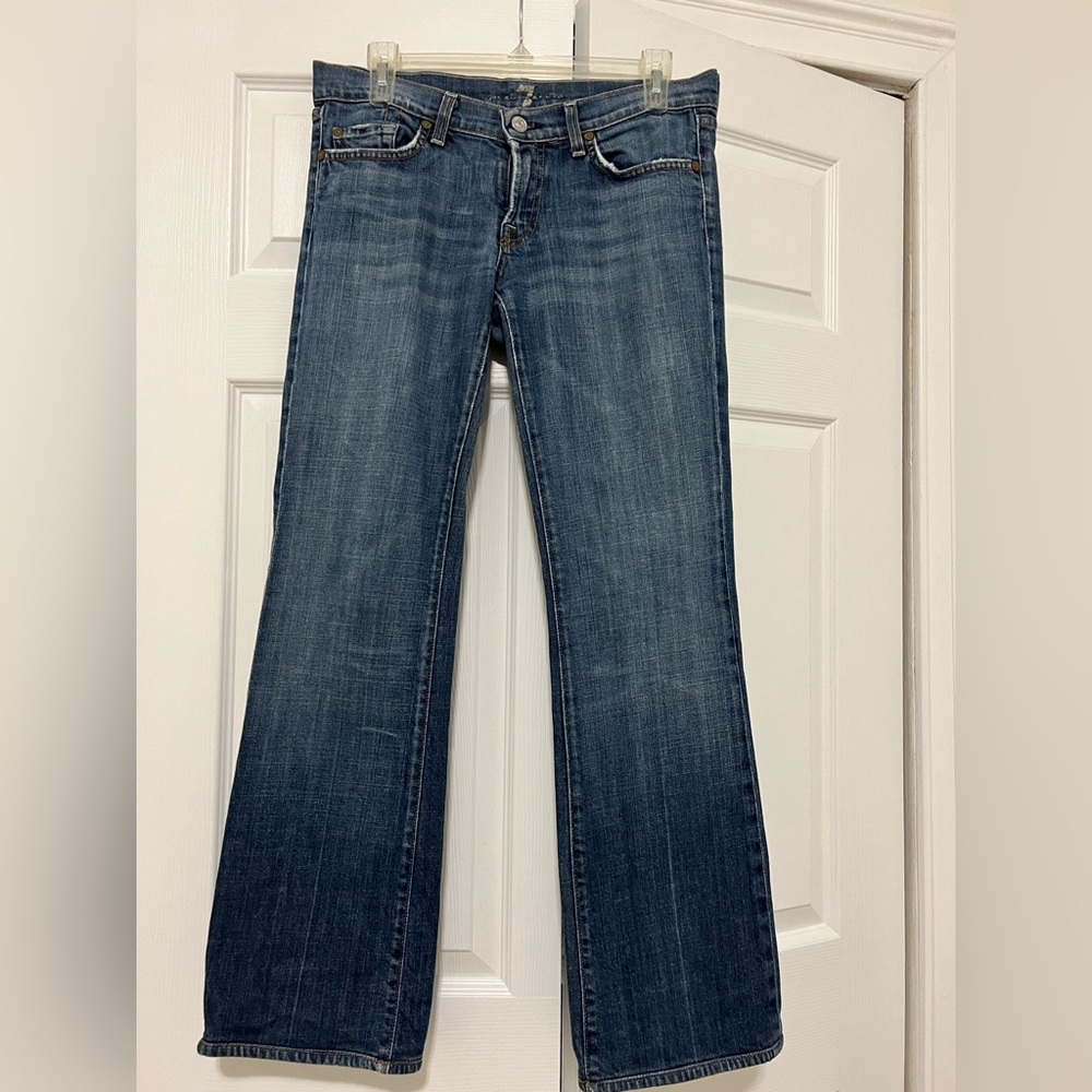 Low rise; straight leg; Seven for all Man Kind jeans size 28.